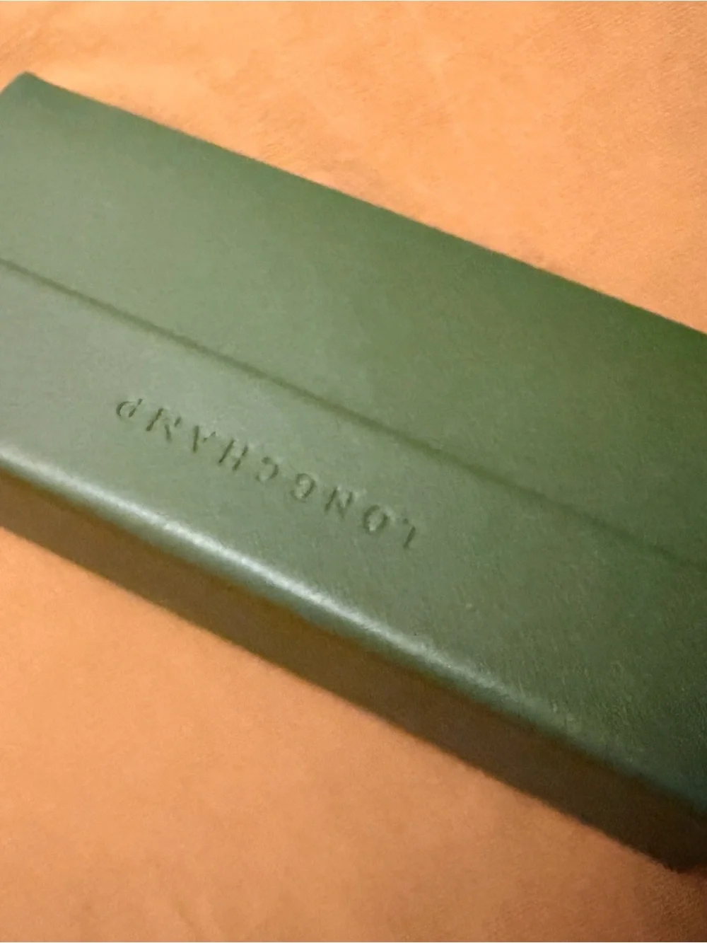 Longchamp Green eye glass case  with Embossed b Logo